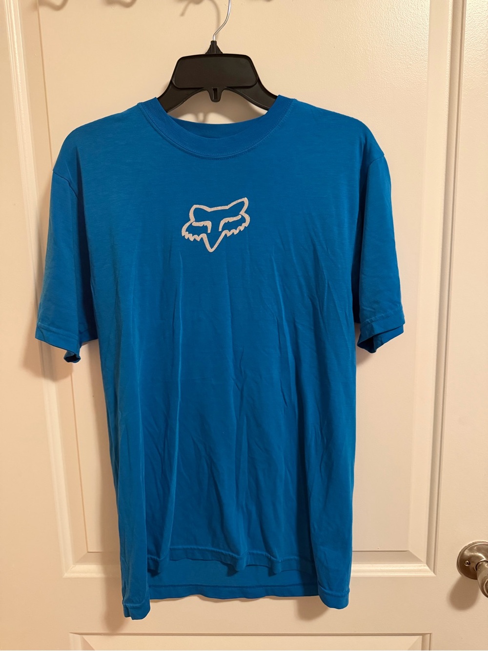 Fox Men’s Bright Blue Short Sleeve Tee with White Fox Head Logo
